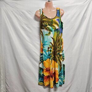 Jams World Floral Sleeveless Sun Dress Women Size L Multicolor